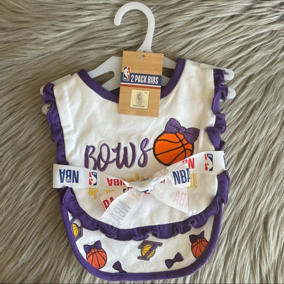 NBA Other - NBA Los Angeles Lakers 2 pack baby bibs bows and basketball